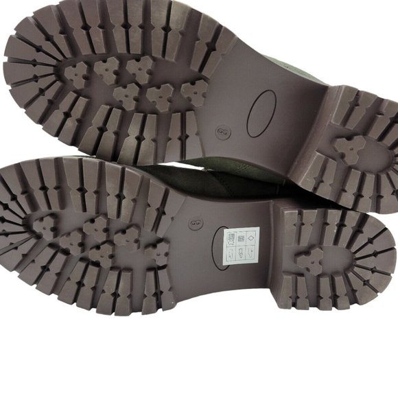 Skechers Boots Womens 8 Green Suede Leather Trail Troop Mid Calf Sherpa Hiking - Picture 8 of 11